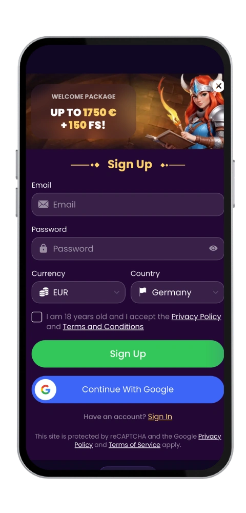 Spinando Casino register